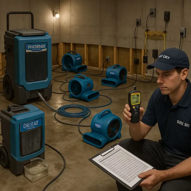 Structural Drying and Dehumidification process in Simi Valley, CA